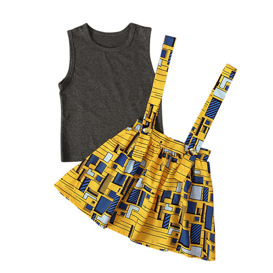 Girls Summer European and American Style Sleeveless Vest Top African Bohemian Style Strap Dress
