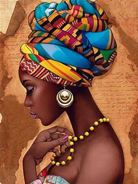 Color: 5Style, Painting size: 20x30cm-Square, Painting style:  - Diamond Painting New Product African Woman Rhinestone Diamond Embroidery